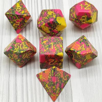 China custom polyhedral gemstone dungeons and dies stone RPG D&D MTG d20 DND resin rainbow obsidian gemstone dies dragons set BS for sale