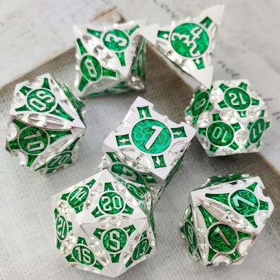 China DND Game D20 RPG Scale Dice Props Promotion Metal Dice Set Custom Edge Zinc Alloy Makers Dungeons And Dragons Polyhedral Dice Set for sale