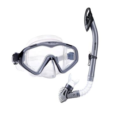 China Swim PVC Diving Equipment Underwater Frameless Panoramic Snorkel Freediving Mask Set MS-1385S53 for sale