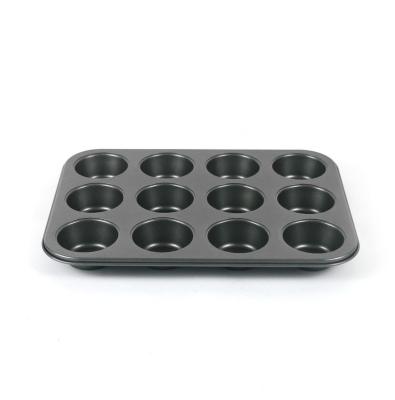 China Sustainable muffin pan 12 cups pressed carbon steel cookware CKT2008 for sale