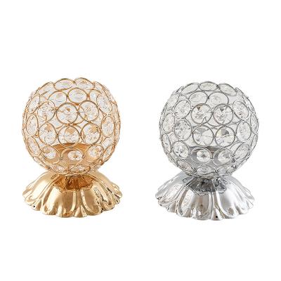 China New Style European Style Metal Crystal Candle Holders For Wedding Glass Centerpieces Table Decoration for sale