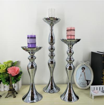 China European Wholesale Elegant Gold Candlestick Metal Plant Artificial Flower Table Centerpiece Silver Stands For Wedding Decoration for sale