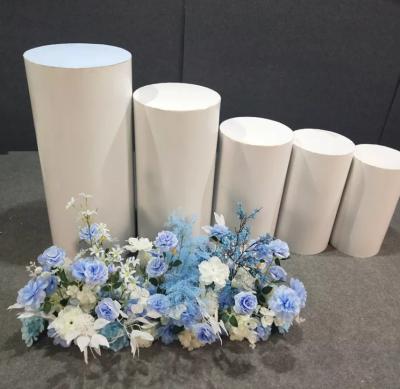 China Durable Hot Selling Acrylic White Round Pedestal Floor Display Pedestal Backdrop For Wedding And Party Event for sale