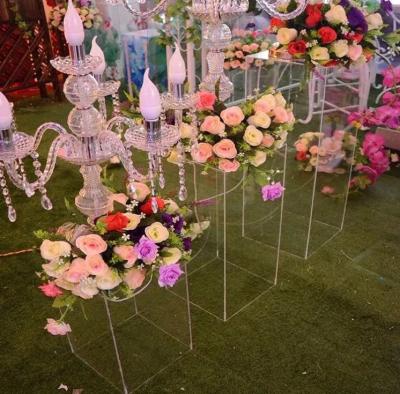 China Wedding Event Concert Square Wedding Backdrop Display Pillar Clear Acrylic Pedestal Decorative Columns For Wedding Supplies for sale