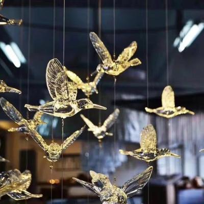 China Durable Aerial Ceiling Decoration Wedding Props Transparent Clear Acrylic Bird Plating Hummingbird On Stock for sale