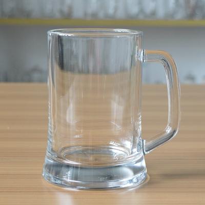 China Sustainable Wholesale Thick Bottom 500ml Beer Glass Mug For Promotion for sale