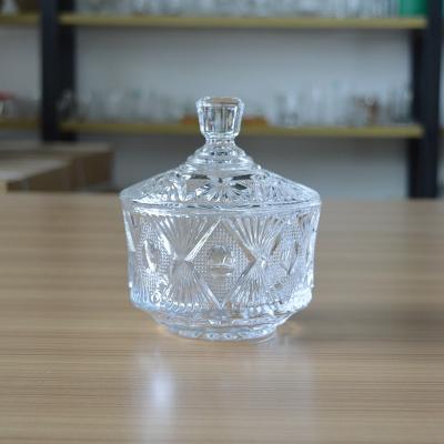 China / Household Banquet Candy Glass Jar With Glass Lid for sale