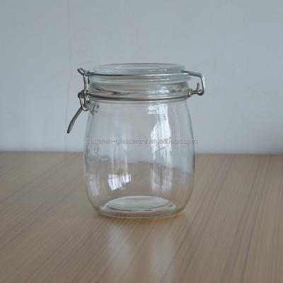 China / 750ml glass jar with metal flip for sale