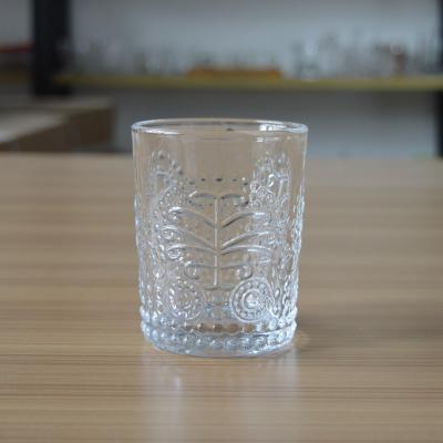 China New Products Bar Glassware Durable Embossed Christmas Tree Glass Tumbler for Drinking Whiskey/Hot Drink/Cold Drink for sale