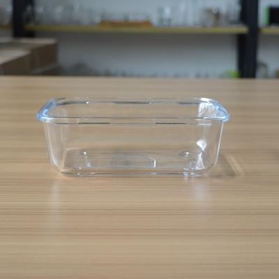 China Large Volume Airtight Cool Glass Rectangle 800ml Salad Bowl Large Sustainable With Lid for sale