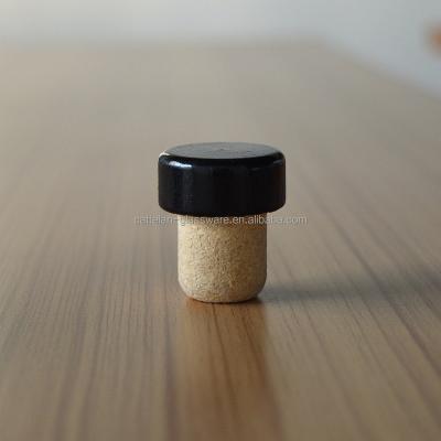 China Non Spill Eco - Friendly Black Wooden Cork Stopper T Top For Vodka Bottle for sale