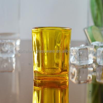 China / Square yellow coloring small drinking glass cup for alcohol game for sale