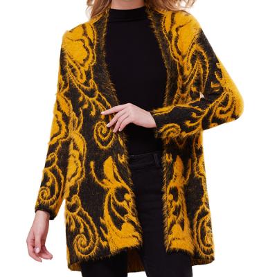 China Breathable Ladies Winter Custom Knit Long Jacquard Cardigans Beautiful Design Elegant Cardigans Womens Cardigans for sale