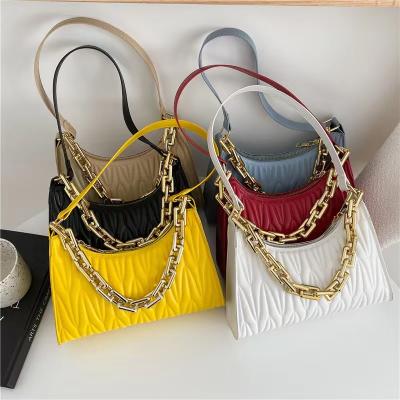 China Other Luxury Multi Functional Handbag B214-3 Wholesale Summer Women PU Pleated BagsThick One-Shoulder Chain Armpit Bags for sale