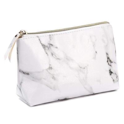 China B915-14 fashion cosmetic bag 2021 travel makeup bag custom marble leather portable waterproof toiletry lady bags for sale