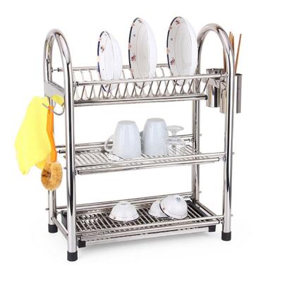 China Sustainable Wall Mounted Kitchen 3 Tier Stainless Steel Dish Drying Rack Dish Rack Dish Drainer Rack for sale