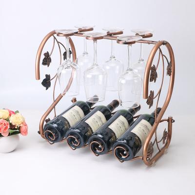 China Cheap Sustainable Creative Upside Down Fashion Home Decoration Iron China Hanging Wine Rack for sale