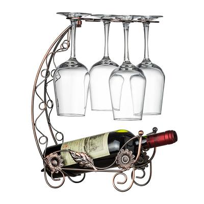 China Workable European Wrought Iron Goblet Holder Home Shelf Wine Glass Rack for sale