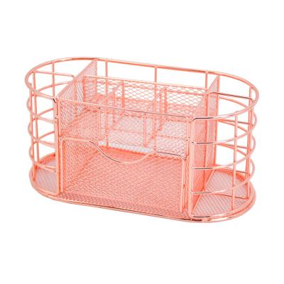 China Multi Purpose Metal Mesh Silding Drawer Desk Office Supplies Organizer with Note Pen Pad Note Holder for sale