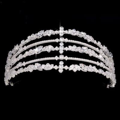 China Copper ; Brass; Zirconia; Luxury Rhinestone Echsio Zircon Wedding High Quality Princess Crown Party Tiara Tiaras Crown Bride Hair Accessories BC4721 for sale