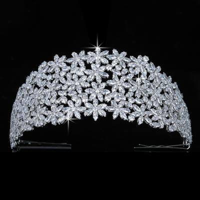 China Copper ; Brass; Zirconia; Rhinestone Crown Headband Flowers Design Temperament Women Wedding Bridal Hair Accessories Party Tiaras and Crowns Zircon Crown BC5460 for sale