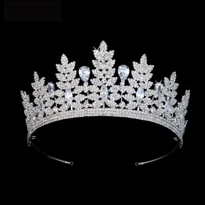 China Copper ; Brass; Zirconia; Newest Style Echsio Rhinestone Clear Crystal Princess Tiara CZ Zirconia Crown Sparkle BC3816 Gift For Women Girls Wedding for sale