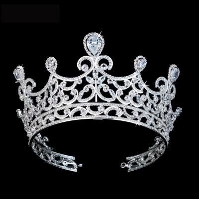 China Formal Glitter Echsio CZ Crystal Rhinestone Regular Royal Crown For Queen Pageant Party Prom Best Gift BC3675 for sale