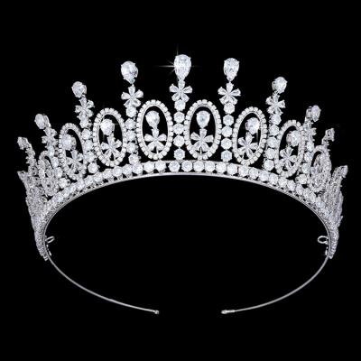 China Brass Women Crown Tiara Zirconia Crystal Oval Wholesale Wedding Bridal Jewelry Hair Accessories For Queen Guaranteed Crown BC5093 for sale