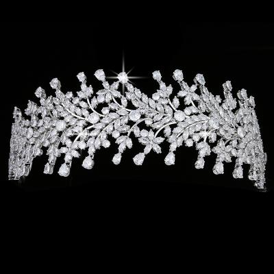 China Luxury Banquet Wedding Brilliant Crystal Women's Zirconia Brass BC5368 Hair Clip Exquisite Crown New Fashion Headbands for sale