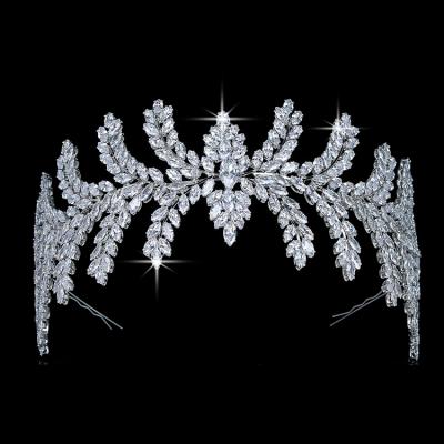 China Tiara Romance Lively Women Wedding Hair Accessories Brass Zircon Shining Crown Princess Luxury Crown BC5535 Diadema Jewelry for sale