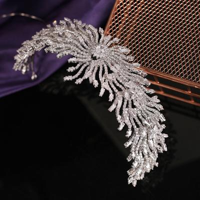 China High Quality Brass Tiara Design Cubic Zircon Bridal Headpiece Wedding Hair Accessories Crown Women BC6481 Corona Princesa for sale