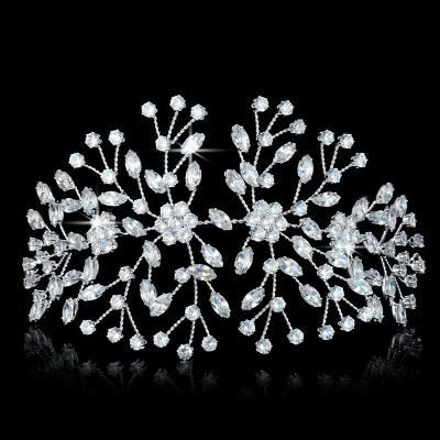 China New Style Full Zircon Wedding European and American Crown Bridal Tiara For Party Length 21.3cm 8.5cm Wide Sliver Barrettes Skip Dinner Copper BC4700 for sale