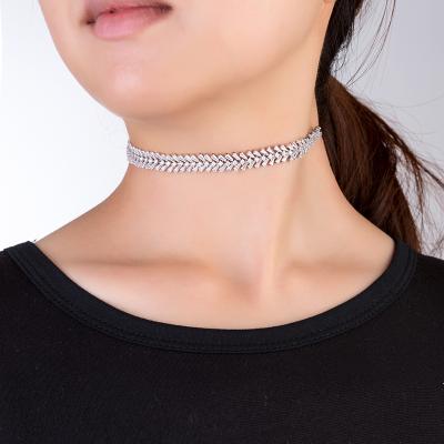 China Echsio Cute High Quality Special Trapezoid Choker Cut Zircon Necklace Glitter Size Adjustable For Women Gift XL049 for sale