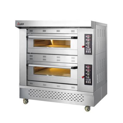 China Custom Luxury Stone 2 Decks 220v 4 Trays Gas Oven Bread Bakery Machine Direct Supplier for sale