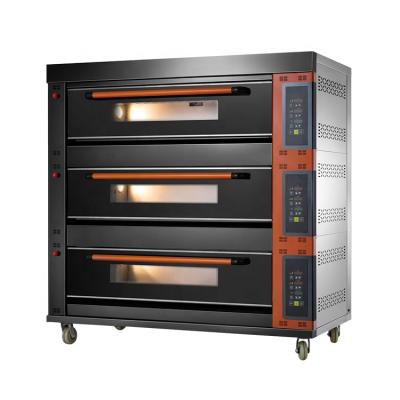 China Customized Industrial Bread Bakery Machine Direct Selling Use 3 Platform 9 Tray Black Gas Oven For Bread Baking Cake for sale