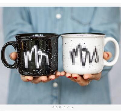 China Stocked Camping Couple Ceramic Coffee Mug for sale