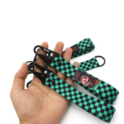 China For Promotional Gifts Giveaway Customized Logo Metal Buckle Heat Sublimation Nylon Woven Key Anime Wrist Chain for sale