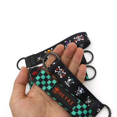 China For Promotional Gifts Giveaway Customized Custom Cheap Promotional Heat Sublimation Anime Nylon Woven Key Chain With Metal Logo Ring for sale