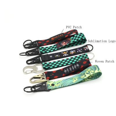 China For Promotional Giveaway Gifts Ornamental HT Customized Accessories Personalized Nylon Woven Pattern Heat Sublimation Carabiner Heat SublimationKeychain With Woven Label for sale