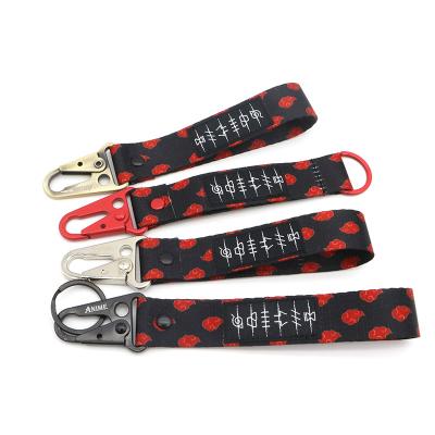 China For Security Promotional Hand Accessories Metal Sublimation Souvenir Gift Gifts Wrist Short Lanyard Polyester Keychain With Carabiner for sale