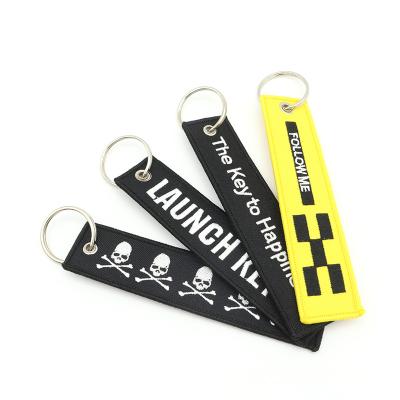 China Promotioanal Gifts/Give Away Silver Black Keychains Custom Embroidery Jet Tag Cloth Keychains Other Short Lanyard Wholesale Design Staff for sale