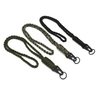 China For Promotional Gifts Gift Braided 550 Custom Camera Work Phone Outdoor Sports Paracord Camouflage Strap Key Chain Nylon Paracord Lanyards for sale