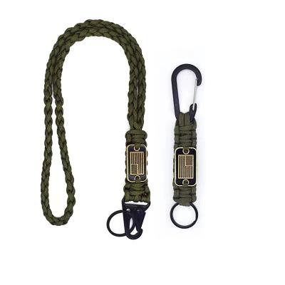 China Promotioanal Gifts / Give Away Pretty Outdoor Sports Safety Neck Bracelet Self Defense Braided Umbrella Metal Mark Gold Eagle Beak Fob 550 Paracord Key Chain for sale