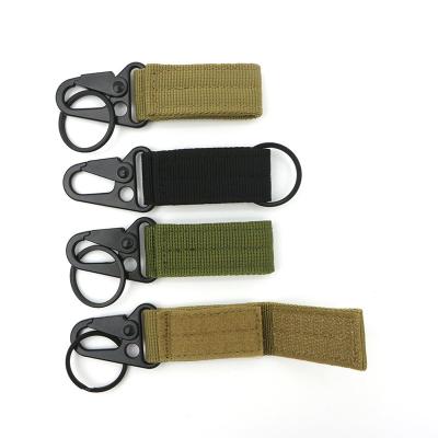 China Promotioanal Gifts/Give Away Cheap Outdoor For Events Game Logo Black Carabiner Keyring Nylon Custom Canvas Tactical Key Chain for sale