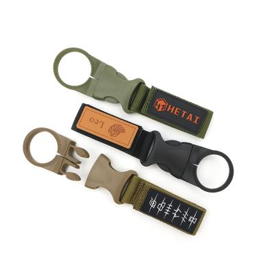 China Promotioanal Gifts / Give Away High Quality Custom Label PVC Rubberl Label PU Leather Woven Label Tactical Key Chain With Bottle Holder for sale