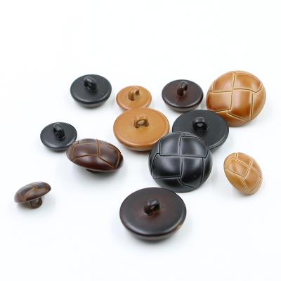 China Quality And Quantity Dry Cleaning Assured ABS Faux Leather Button Round Covered Coat Garment Buttons for sale