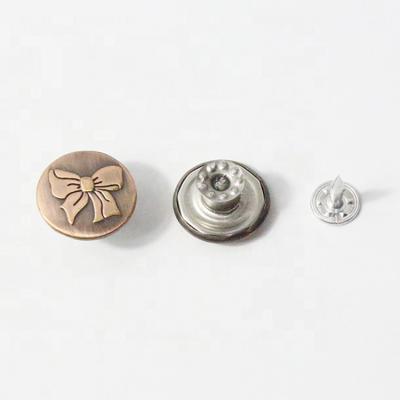 China Viable New Style Cheap Buttons For Jeans Round Brass Metal Bowknot Coat Buttons Custom for sale