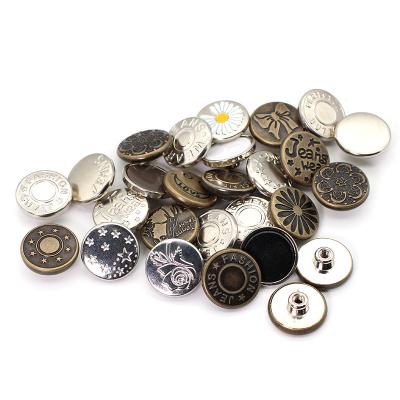 China Professional Dry Cleaning Manufacturer China Custom Metal Buttons For Jeans Fashion Adjustable Nailless Button for sale