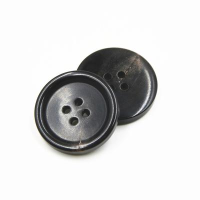 China Dry Clean Exquisite Workmanship Hot Selling Durable Natural Natural Custom 4 Hole Black Horn Buttons For Jacket for sale