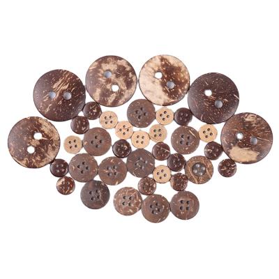 China Dry Cleaning Round 2 Holes Coconut Shell Buttons Bulk Custom Garment Pure Natural Processing Sewing Buttons for sale